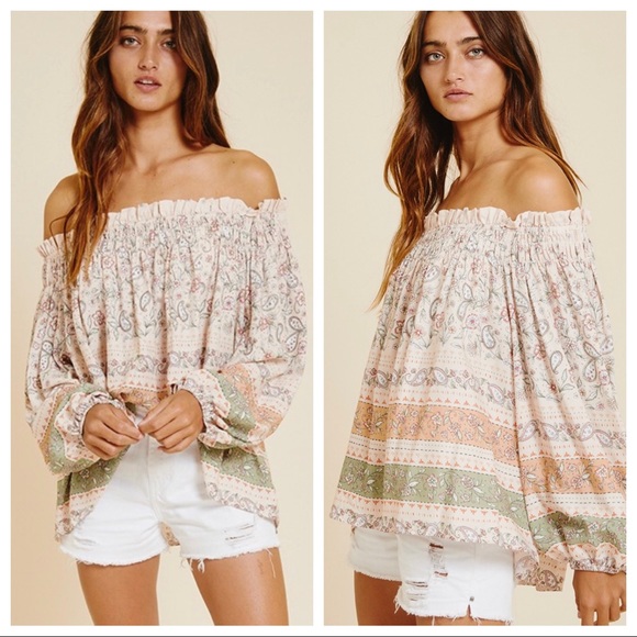 Pauline Boho Smocked Off The Shoulder Top - Picture 3 of 8